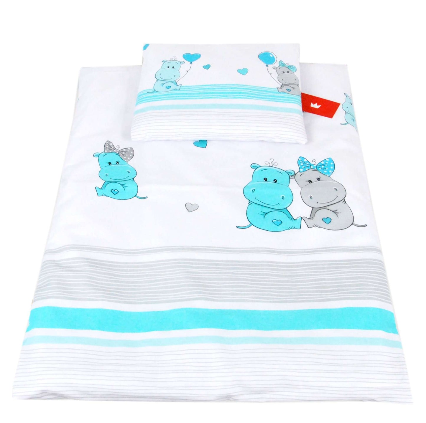 BABYLUX 2 tlg. Set Bezug für Kinderwagen Bettwäsche 60x78cm 108. Hippo Turkis