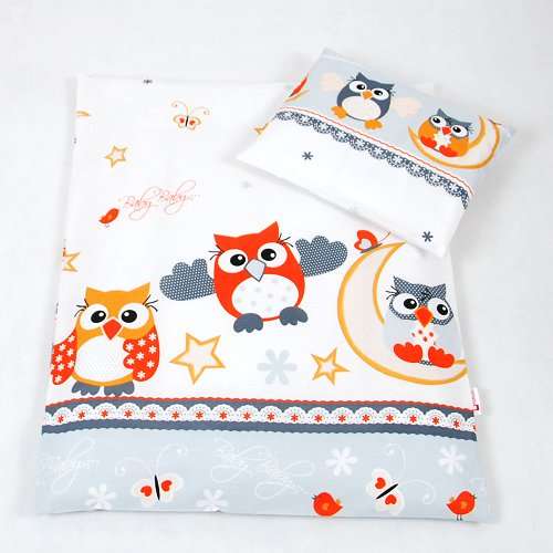 BABYLUX 2 tlg. Set Bezug für Kinderwagen ettwäsche 60x78cm 57. Eule Grau