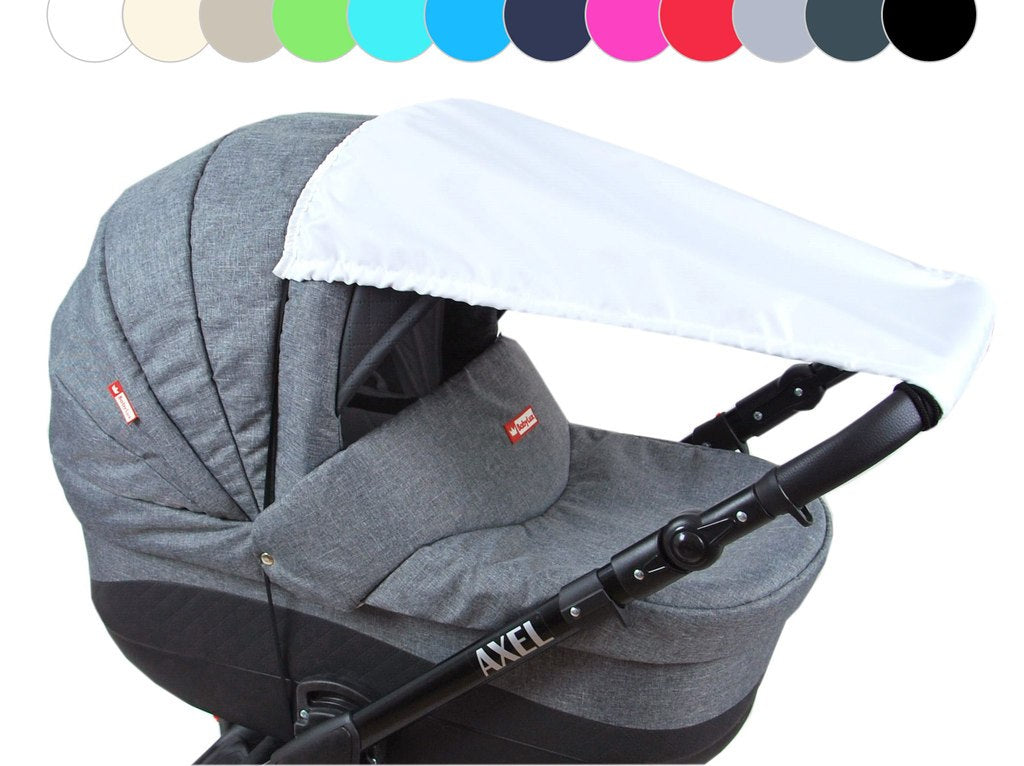 BABYLUX Sonnenschutz SONNENSEGEL für Kinderwagen UNI Buggy UV Schutz Weiß