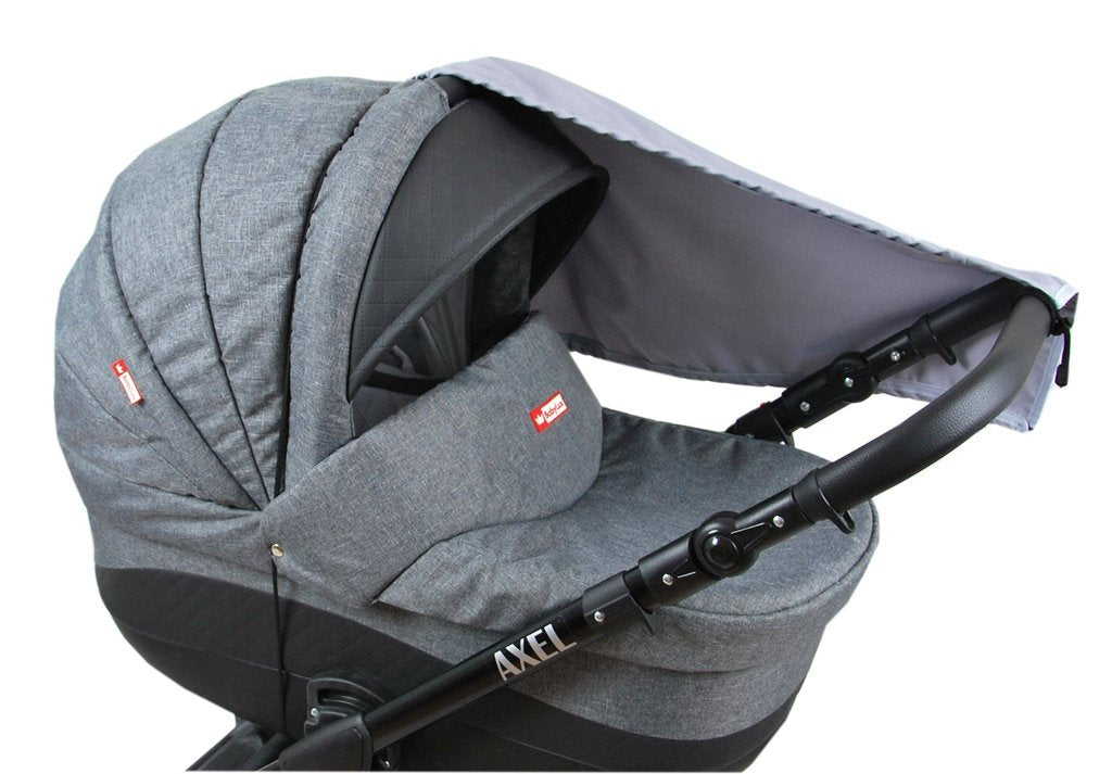 BABYLUX Sonnenschutz SONNENSEGEL für Kinderwagen UNI Buggy UV Schutz Grau