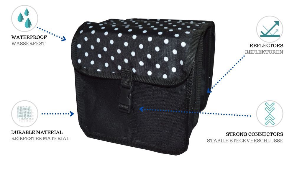 FAHRRADTASCHE Fahrrad 14-20'' Kinder Satteltasche Doppel 5. Mini -Polka Dots