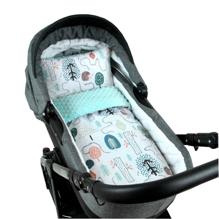 BABYLUX Babydecke MINKY PLÜSCH Kinderwagen 75x60cm MP119 - Minze - Igel