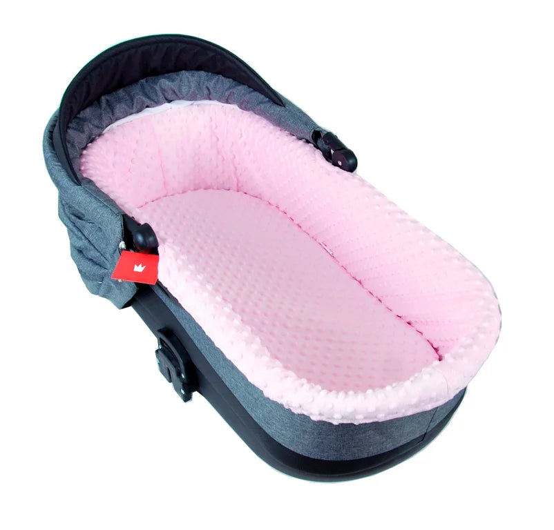 BABYLUX Nestchen für Kinderwagen BABYWANNE Matratze 2Tlg Set W13 Rosa + Blumen