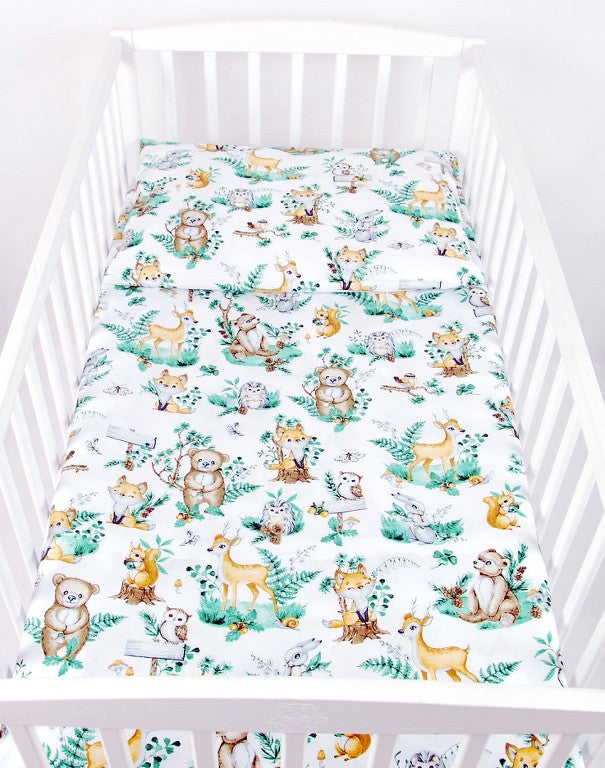 BABYLUX Kinderbettwäsche 2-teilig – Baumwolle, Reißverschluss, 90×120 / 100×135 cm (123. Waldtiere)