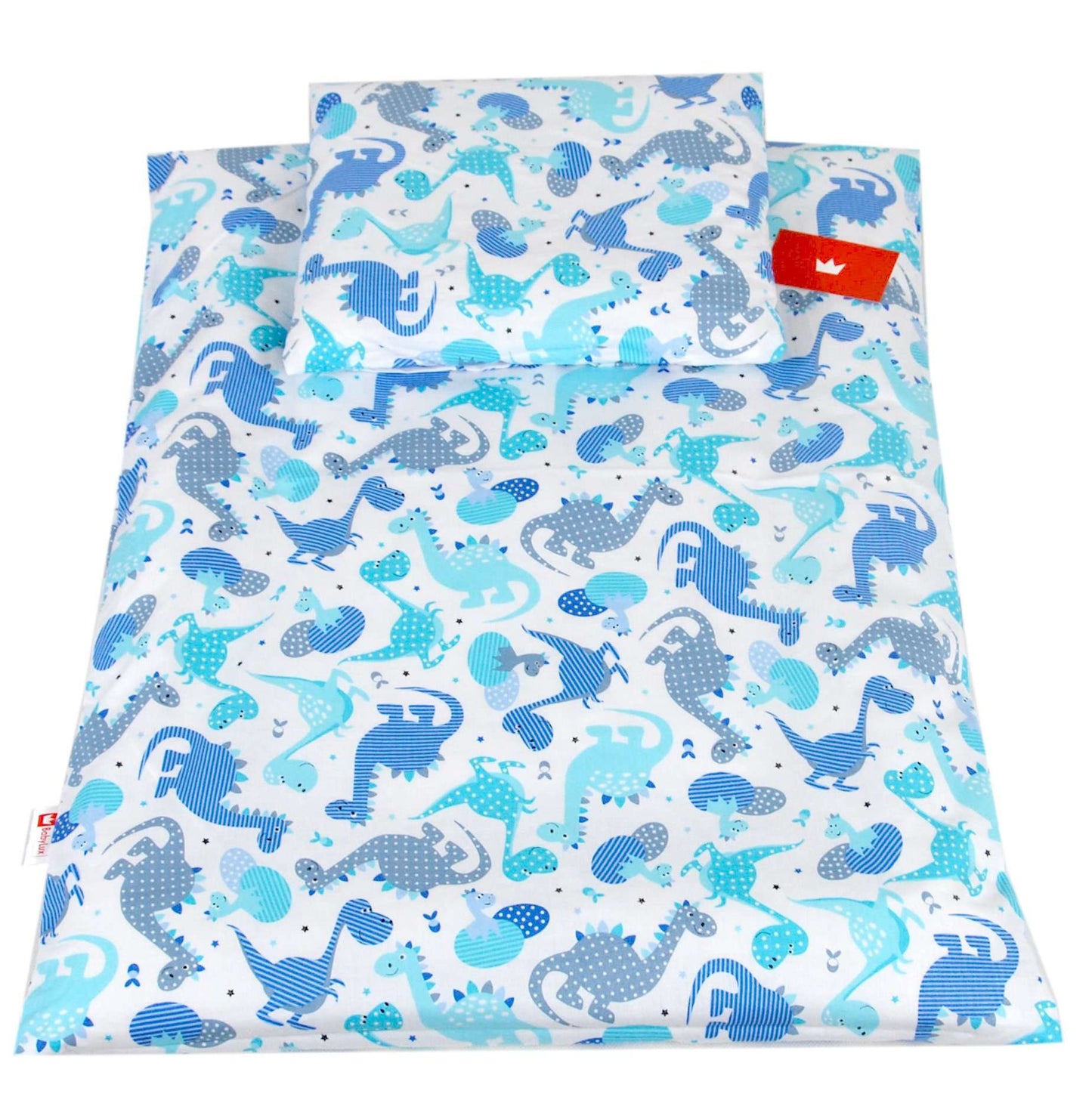 BABYLUX 2 tlg. Set Bezug für Kinderwagen Bettwäsche 60x78cm 100. Dino Blau