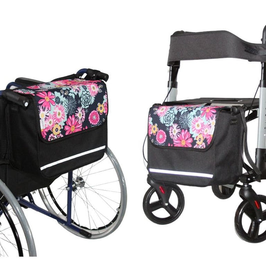 SENIORI Rollator / Rollstuhl Tasche Rollatortasche Rollstuhltasche 4F. Blumen - Flex