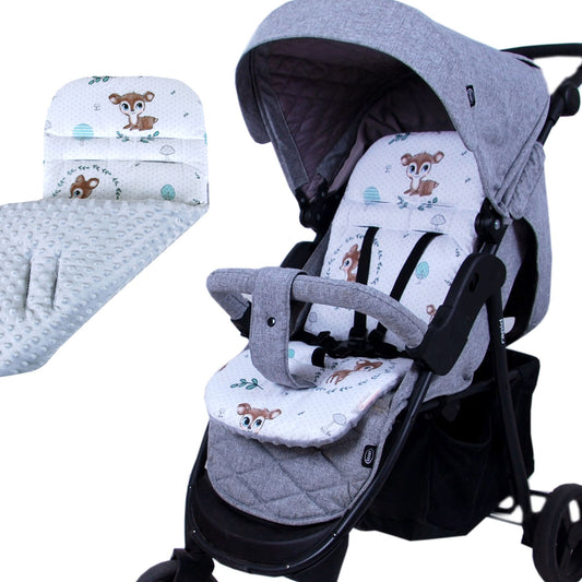 BabyLux Sitzauflage für Kinderwagen Buggy Sitzeinlage Kinderwagenauflage S120. Wald Reh