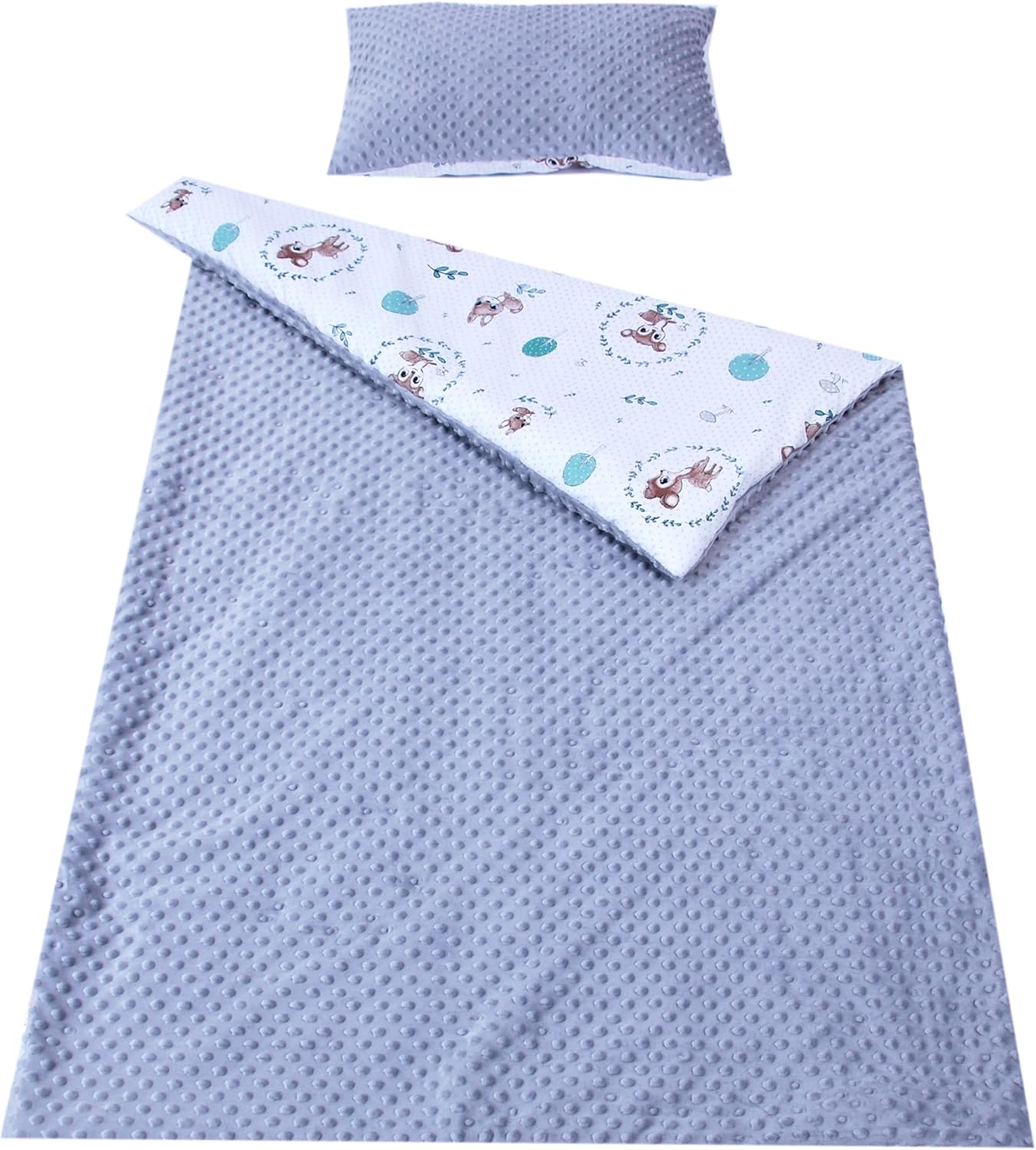BABYLUX Kuscheldecke 100 x 150 cm Decke Kinderdecke 120. Wald REH + Kissen