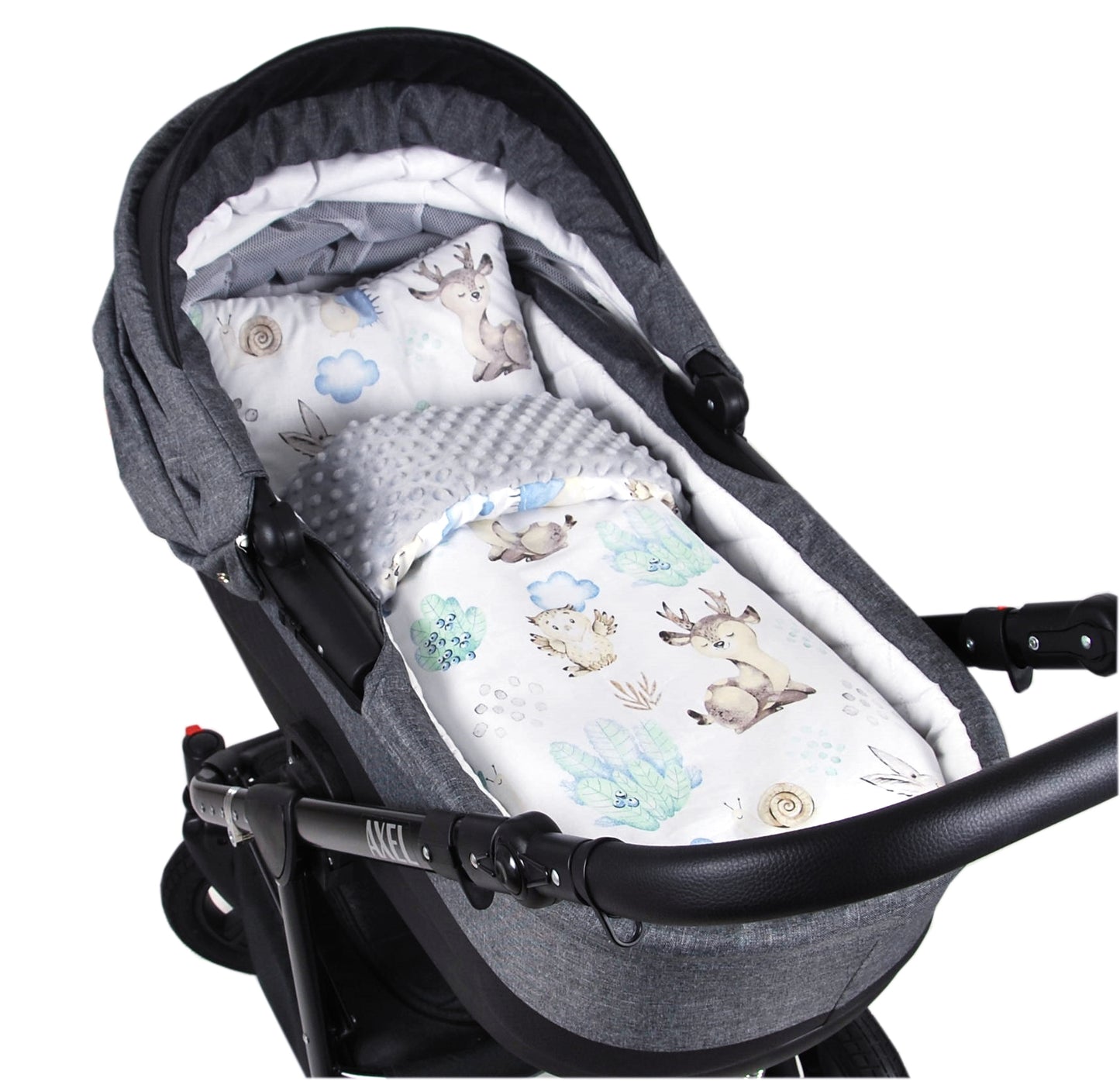 BABYLUX Babydecke MINKY PLÜSCH Kinderwagen 75x60cm MP122 - Grau + Igel