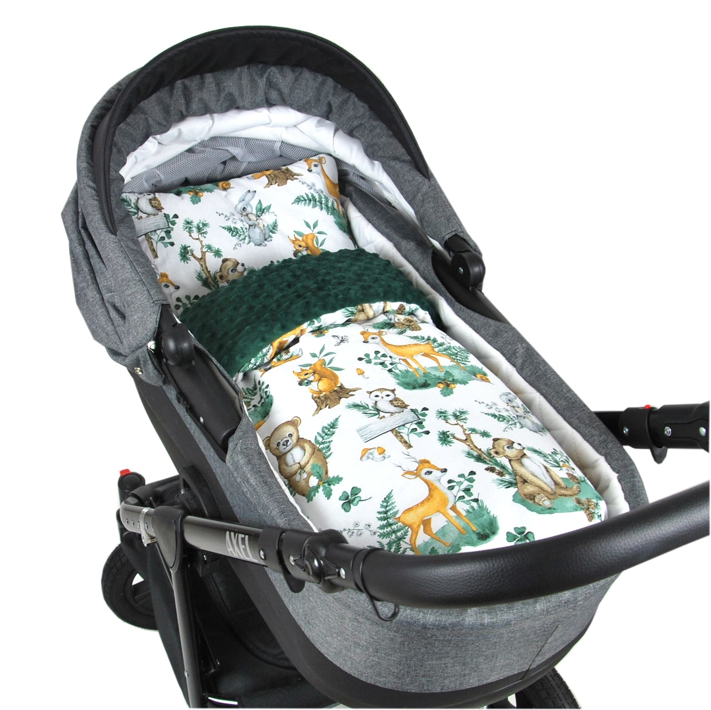 BABYLUX Babydecke MINKY PLÜSCH Kinderwagen 75x60cm MP123 - Grün + Wald Tiere