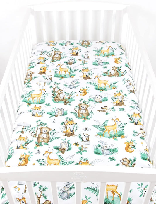 BABYLUX Spannbetttuch 60x120 / 70x140 cm Baby SPANNBETTLAKEN Kinderbett 123. Waldtiere