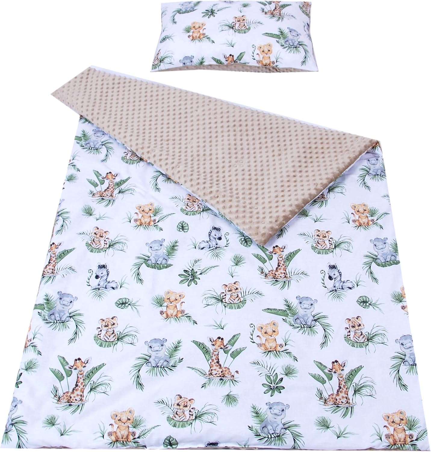 BABYLUX Kuscheldecke 100 x 150 cm Decke Kinderdecke 124. Africa Tiere + Kissen