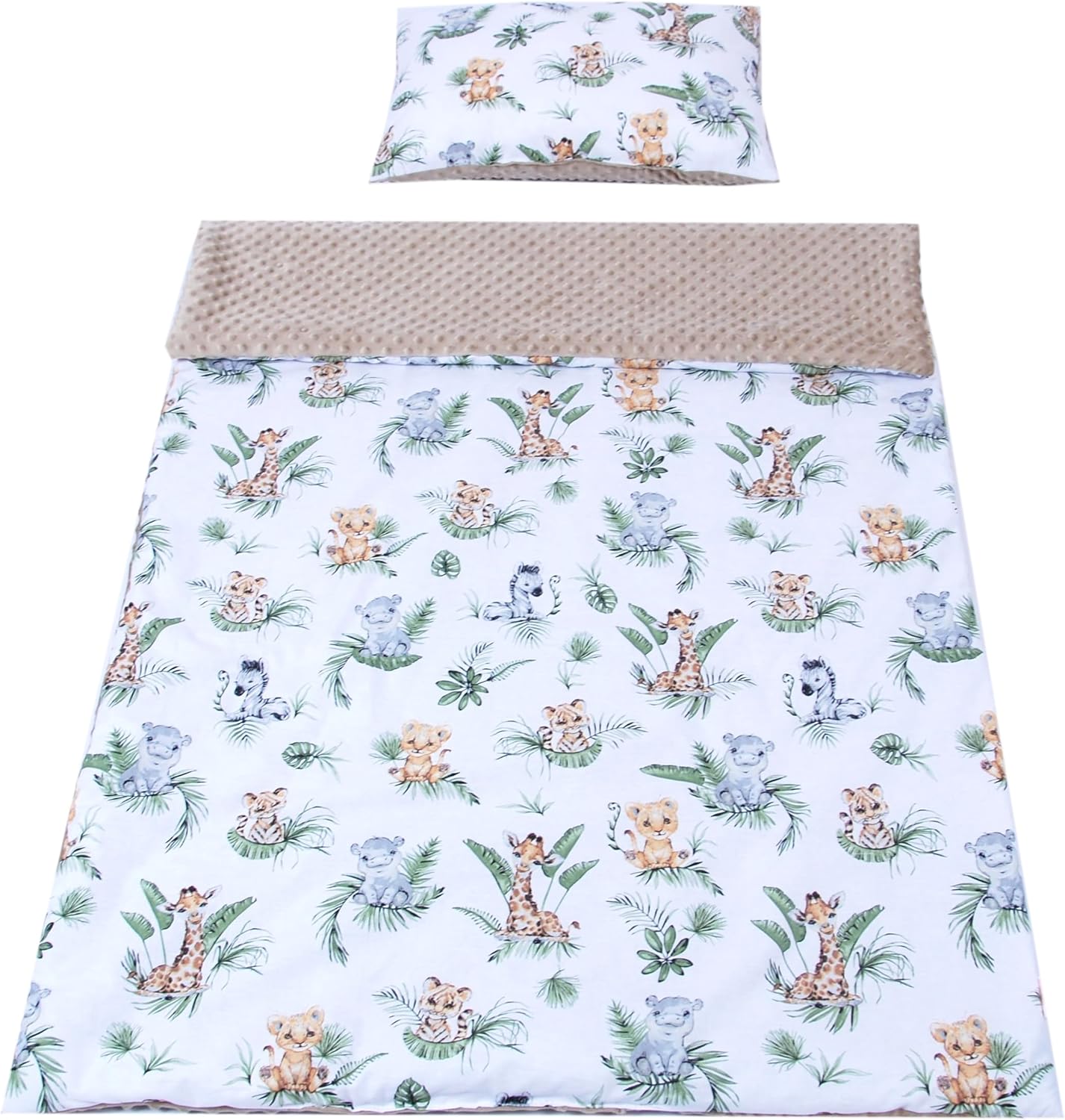 BABYLUX Kuscheldecke 100 x 150 cm Decke Kinderdecke 124. Africa Tiere + Kissen