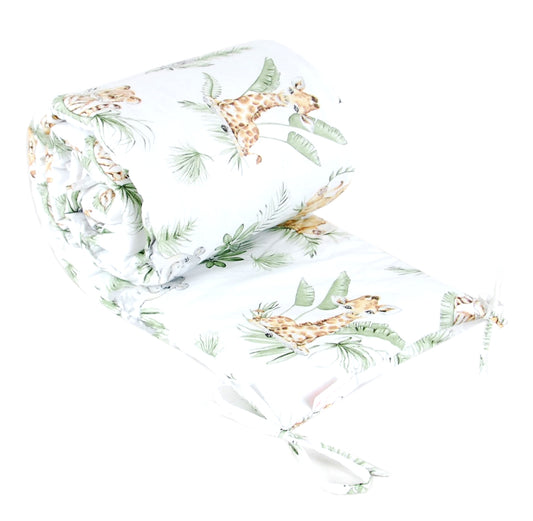 BabyLux Nestchen Bettumrandung 210x30 cm – Kopfschutz für Babybett, Beistellbett & Laufgitter – Weiche Gitterbett-Polsterung - Baumwolle  124. Africa_Tiere
