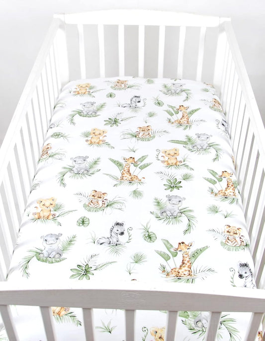 BABYLUX Spannbetttuch 60x120 / 70x140 cm Baby SPANNBETTLAKEN Kinderbett 124. Africa Tiere