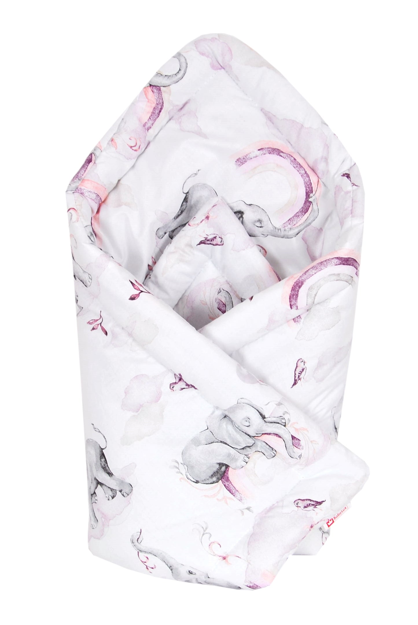 BABYLUX Einschlagdecke BABYHÖRNCHEN 75 x 75 cm Baby Neugeborene Erstaussttatung 125. Elefanten Rosa