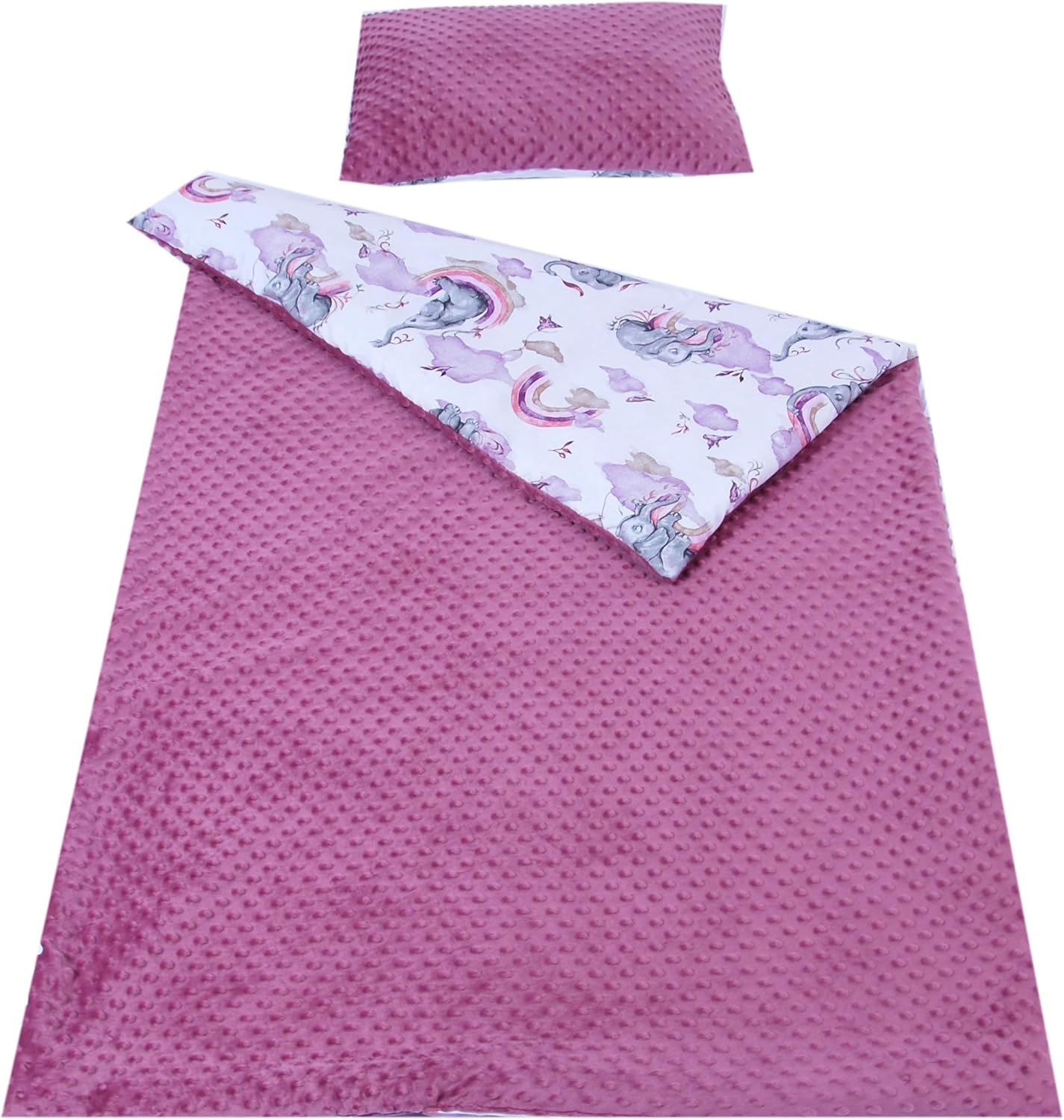 BABYLUX Kuscheldecke 100 x 150 cm Decke Kinderdecke 125. Elefanten Rosa mit Kissen
