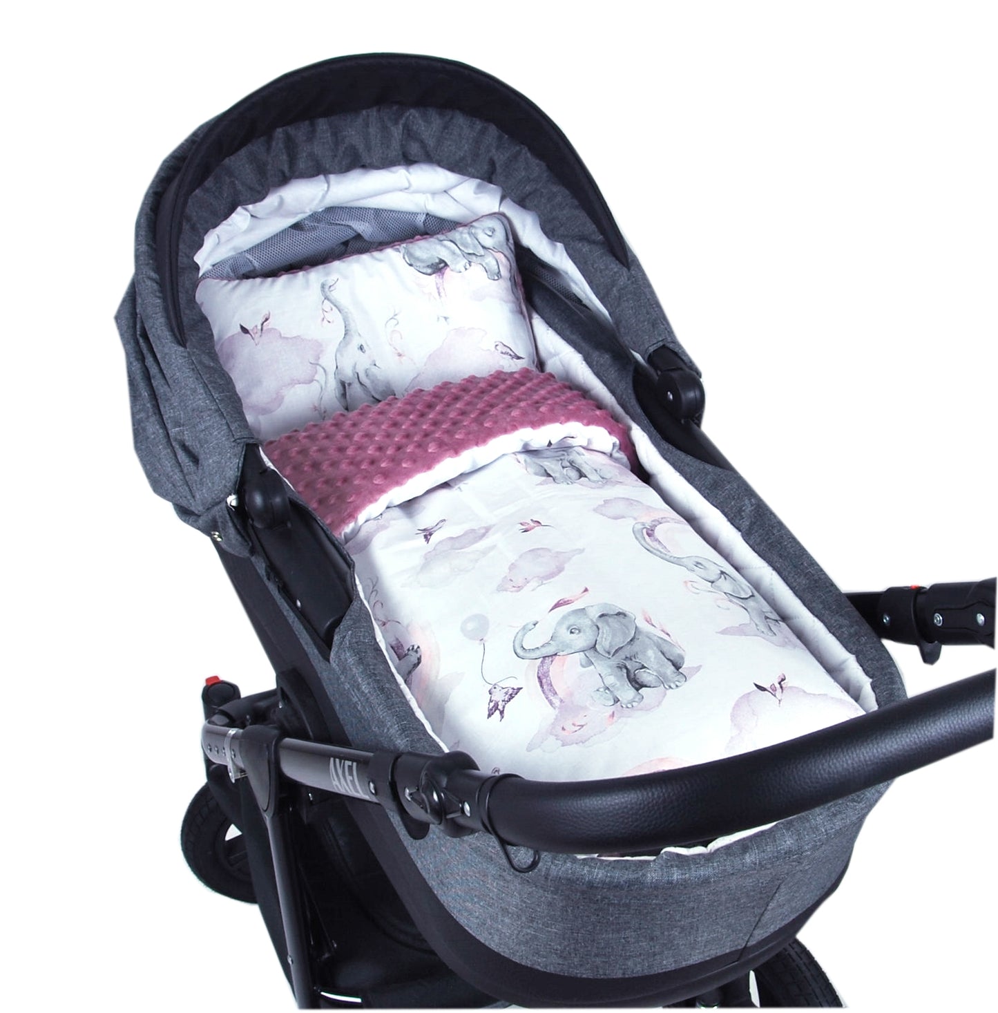 BABYLUX Babydecke MINKY PLÜSCH Kinderwagen 75x60cm MP125 - Altrosa + Elefanten