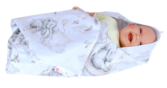 BabyLux Badetuch Badeabdeckung Handtuch Musselin Kind Kaputzenhandtuch 80x80cm OK127 Elefant Beige
