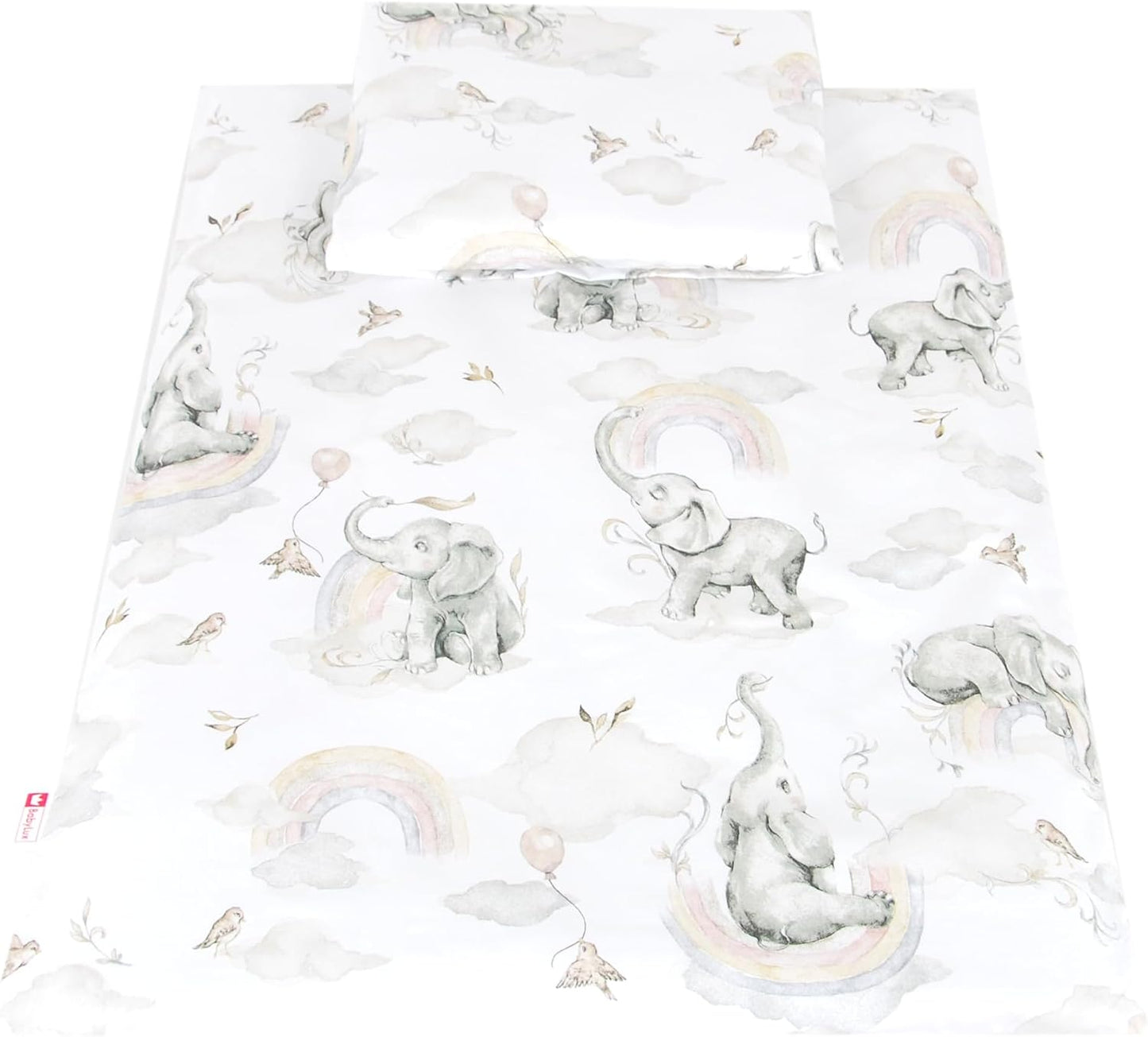BABYLUX 2 tlg. Set Bezug für Kinderwagen Bettwäsche  60x78cm 127. Elefanten Beige