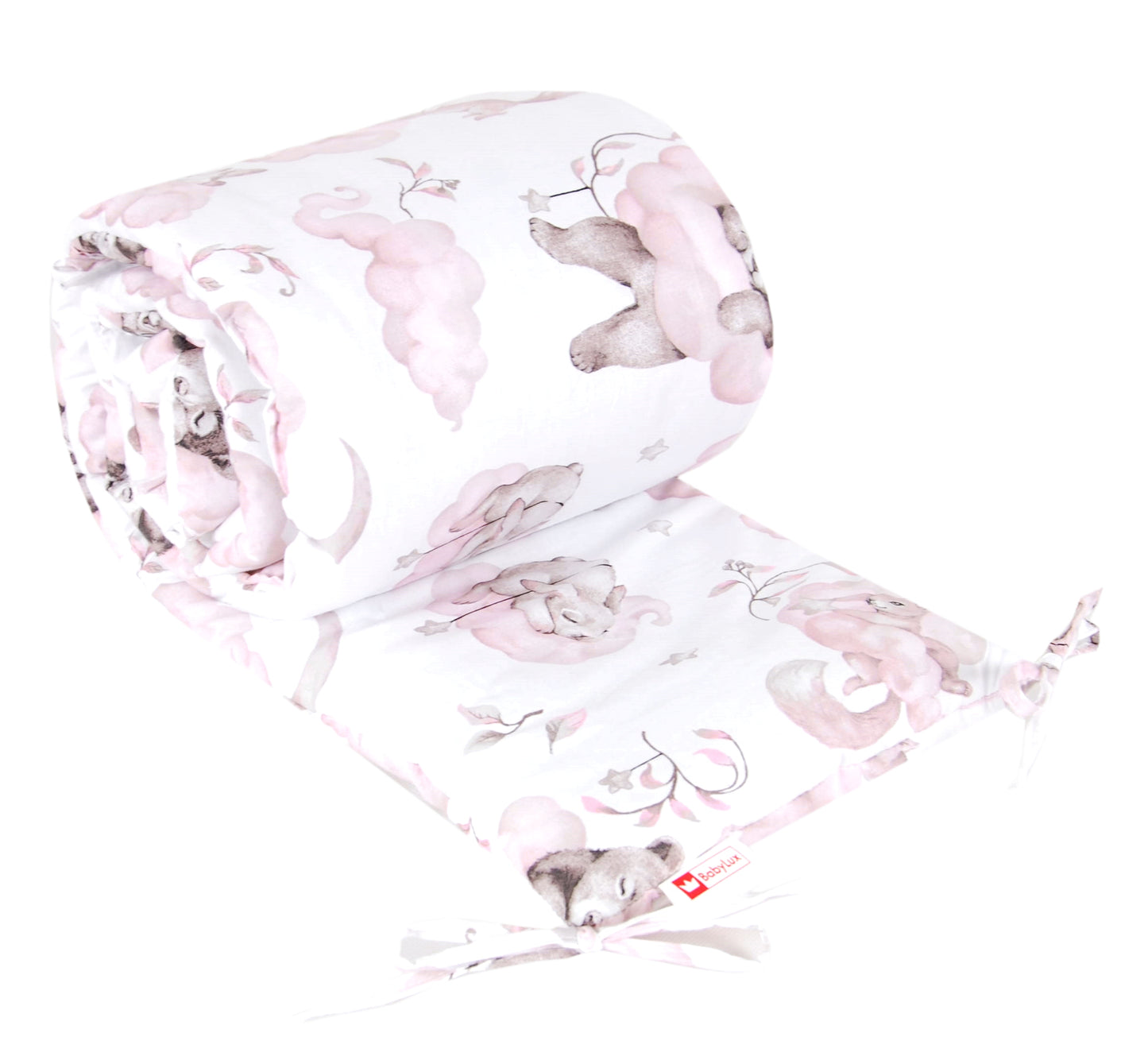 BABYLUX Bettumrandung NESTCHEN mit Kopfschutz 210 x 30 cm 128. Bär Rosa