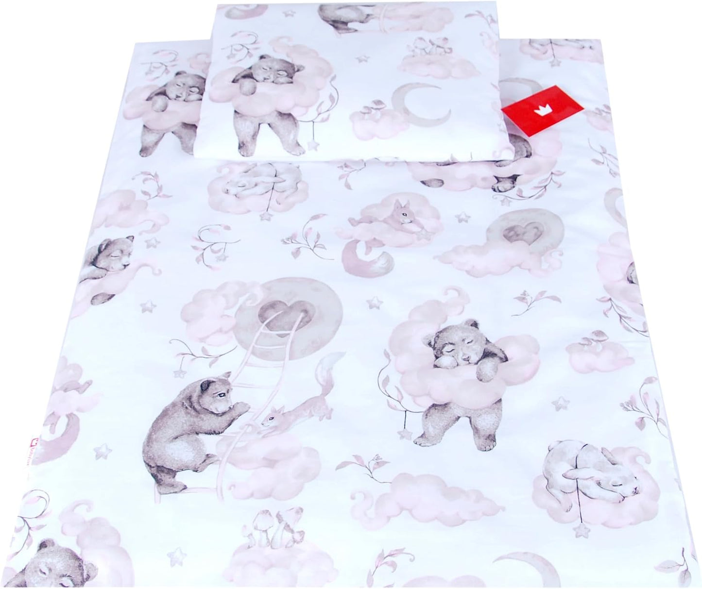 BABYLUX 2 tlg. Set Bezug für Kinderwagen Bettwäsche  60x78cm 128. Bär Rosa