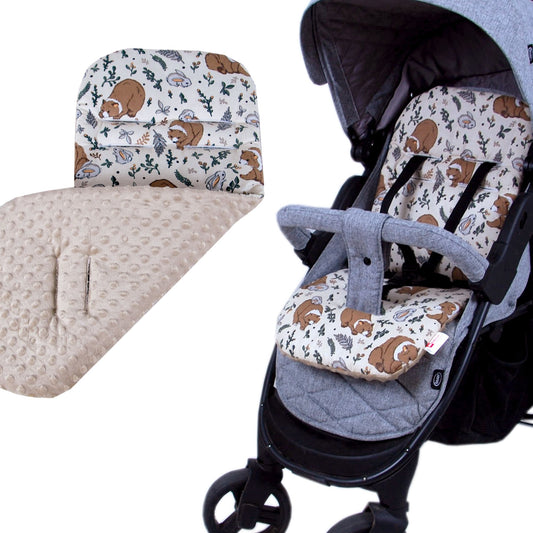 BabyLux Sitzauflage für Kinderwagen Buggy Sitzeinlage Kinderwagenauflage S129. Bär Braun