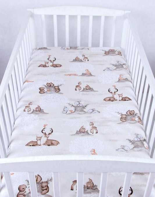 BABYLUX Spannbetttuch 60x120 / 70x140 cm Baby SPANNBETTLAKEN Kinderbett 133. Waldtiere
