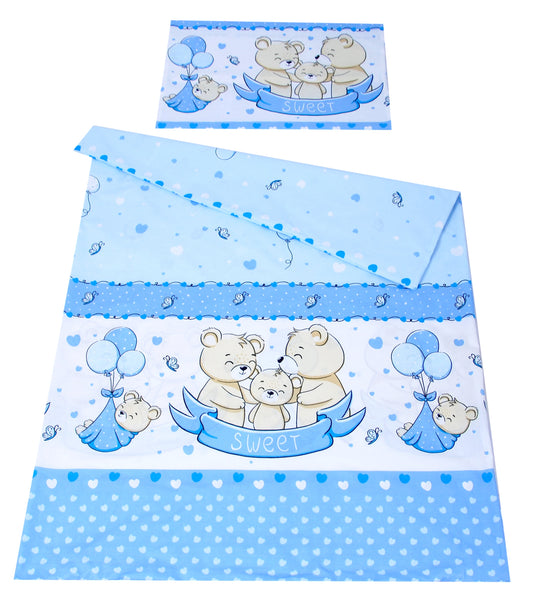 BABYLUX Kinderbettwäsche 2 Tlg. 90 x 120 cm Bettwäsche 135. Sweet Blau