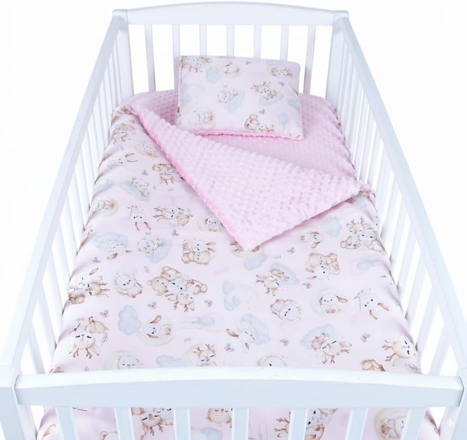 BABYLUX Babydecke Krabbeldecke MINKY Decke 75x100 cm mit Kissen K162 Rosa + Schnuckis