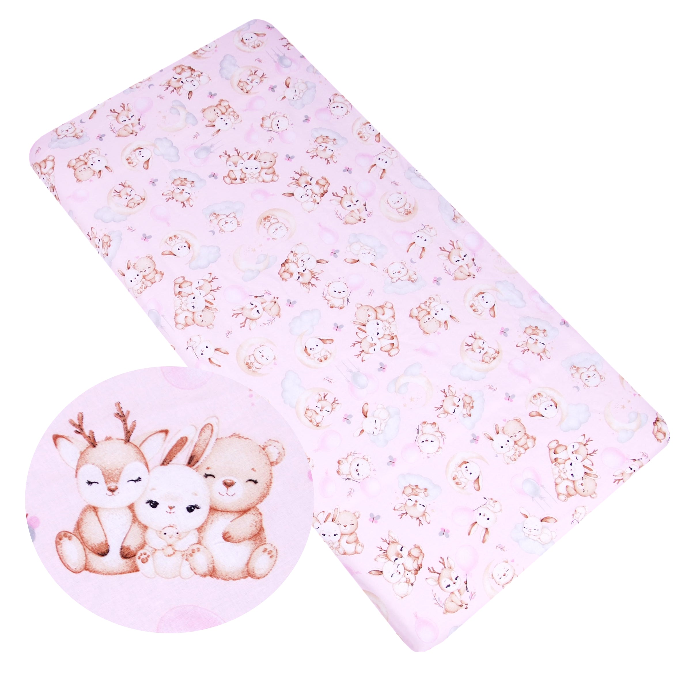 BABYLUX Spannbetttuch 60x120 / 70x140 cm Baby SPANNBETTLAKEN Kinderbett 162 Rosa + Schnuckis