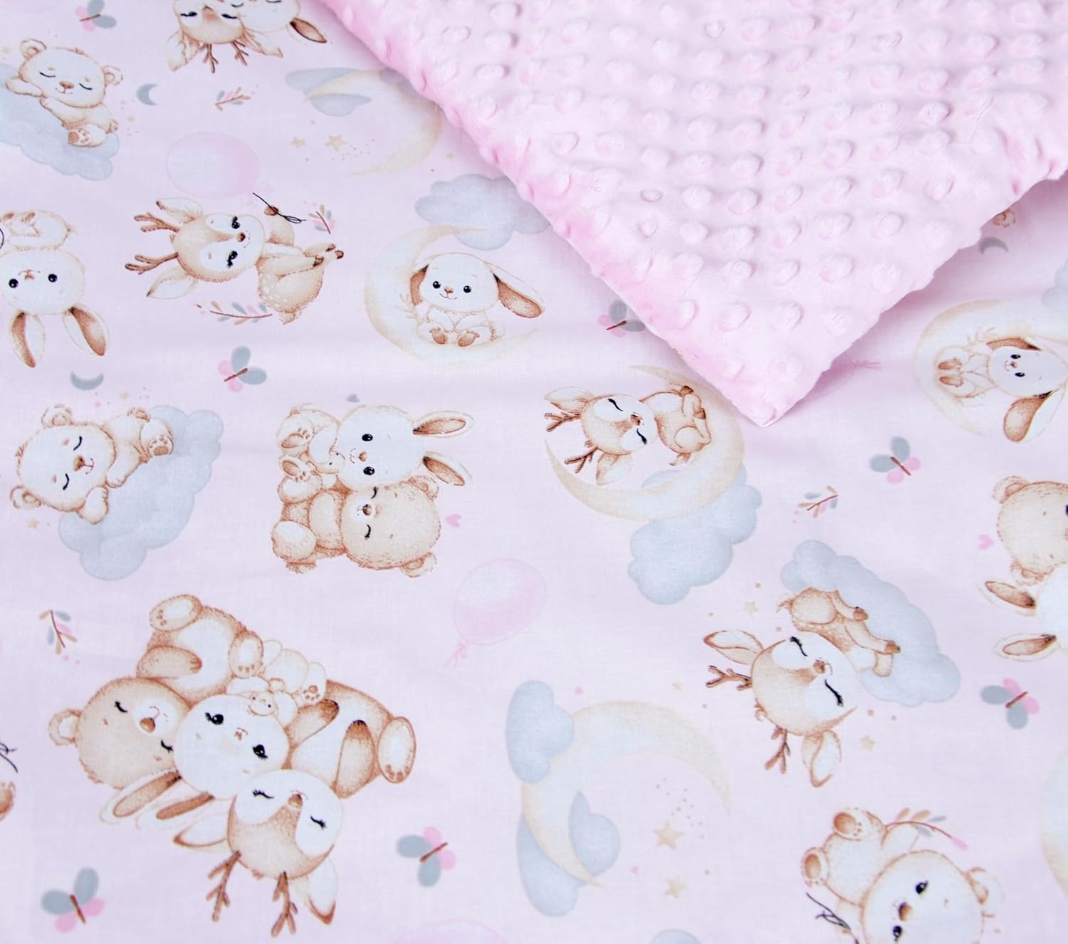 BABYLUX Babydecke Krabbeldecke MINKY Decke 75x100 cm mit Kissen K162 Rosa + Schnuckis