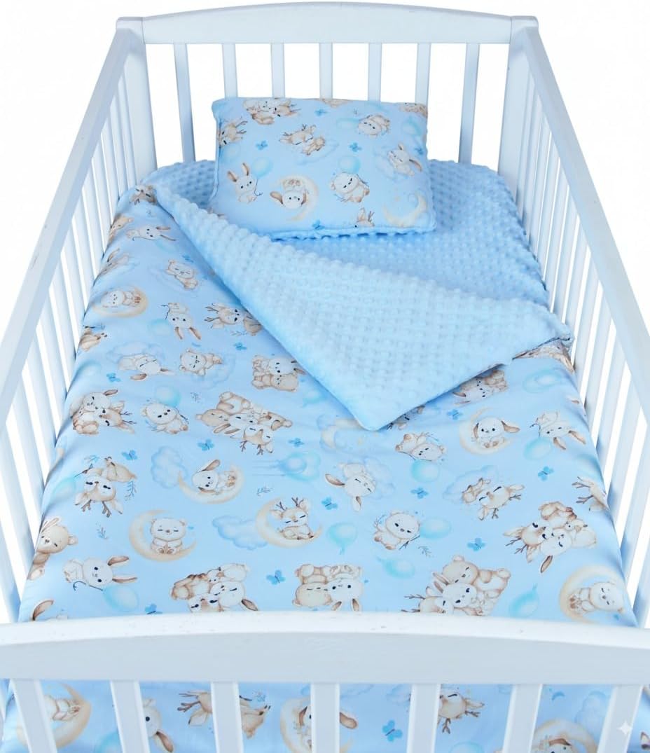 BABYLUX Babydecke Krabbeldecke MINKY Decke 75x100 cm mit Kissen K163 Blau + Schnuckis