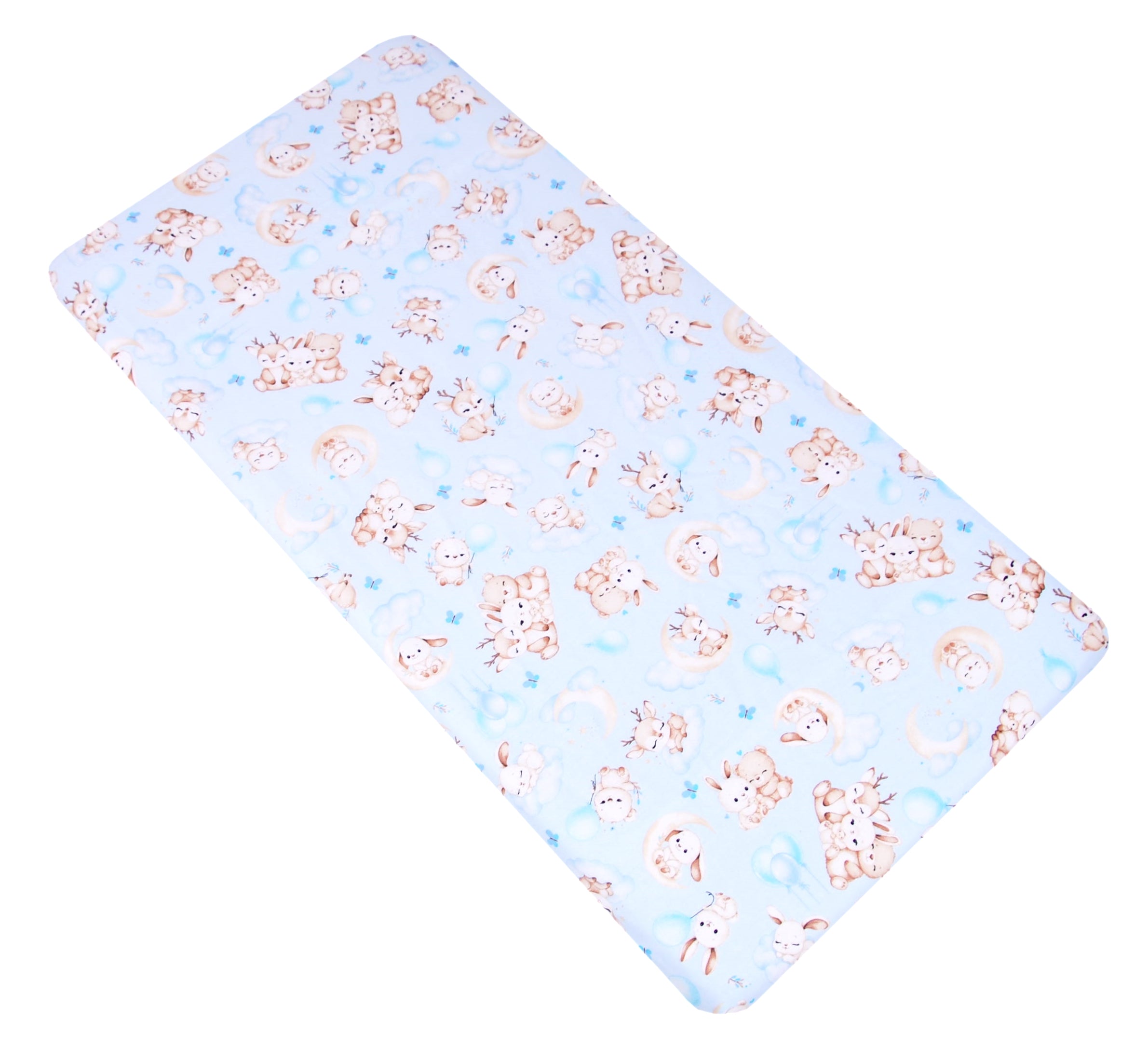 BABYLUX Spannbetttuch 60x120 / 70x140 cm Baby SPANNBETTLAKEN Kinderbett 163. Blau + Schnuckis