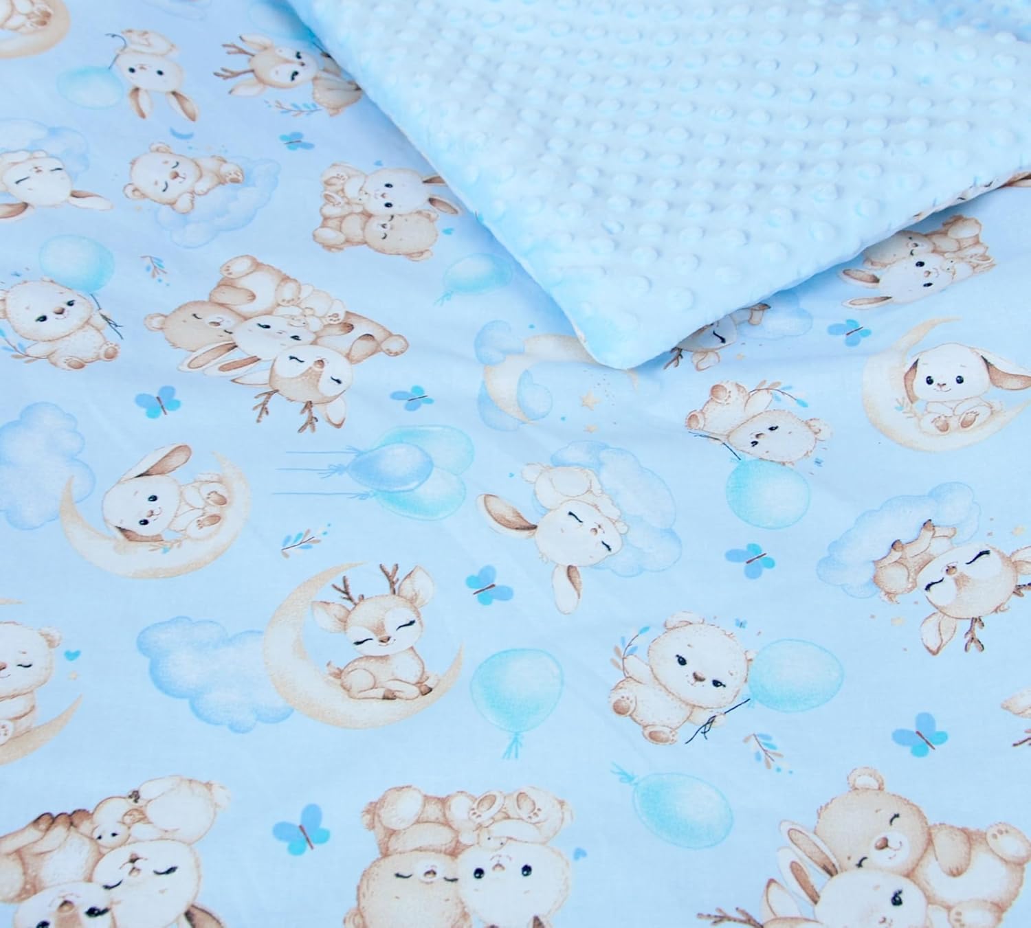 BABYLUX Babydecke Krabbeldecke MINKY Decke 75x100 cm mit Kissen K163 Blau + Schnuckis