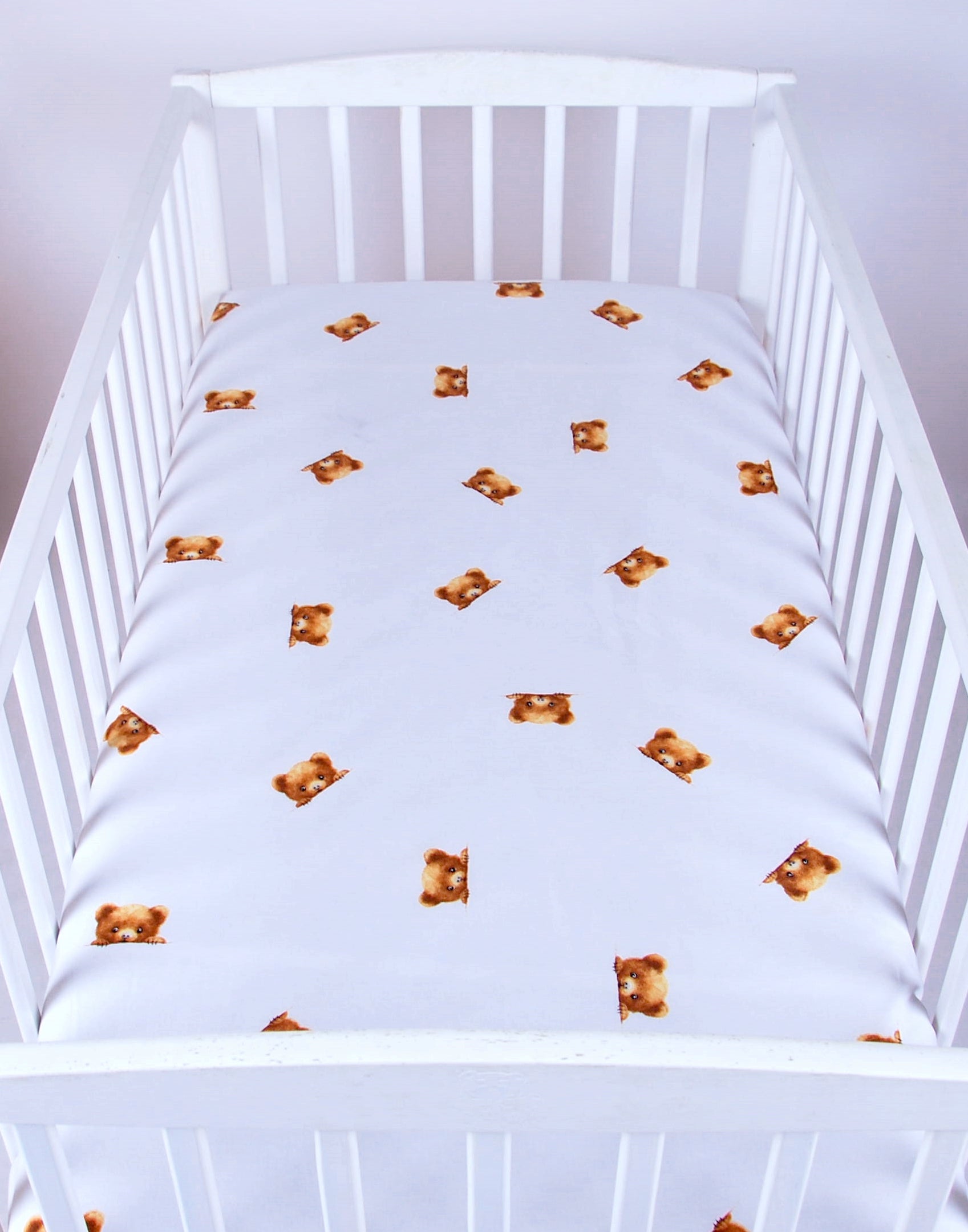 BABYLUX Spannbetttuch 60x120 / 70x140 cm Baby SPANNBETTLAKEN Kinderbett 165. Wieß + Bär