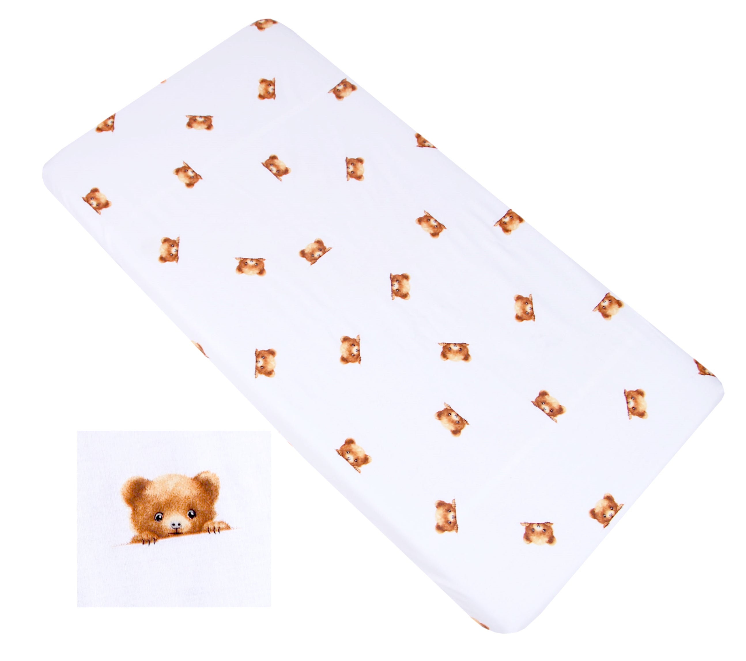 BABYLUX Spannbetttuch 60x120 / 70x140 cm Baby SPANNBETTLAKEN Kinderbett 165. Wieß + Bär