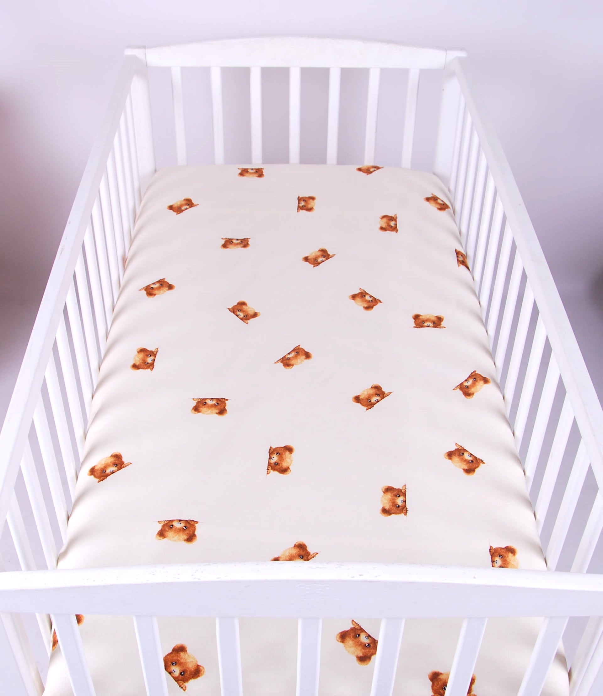 BABYLUX Spannbetttuch 60x120 / 70x140 cm Baby SPANNBETTLAKEN Kinderbett 166 Ecru + Bär