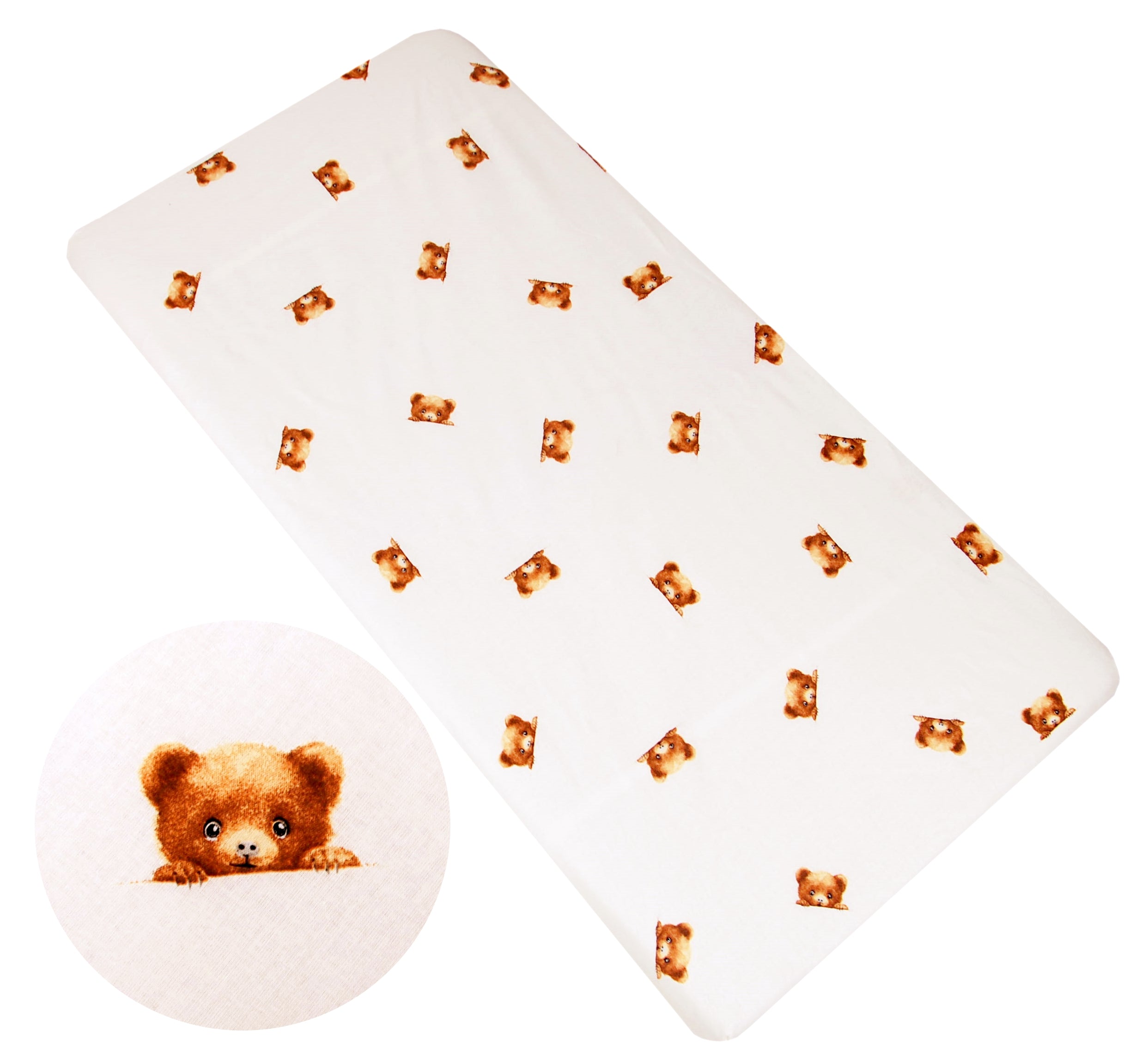 BABYLUX Spannbetttuch 60x120 / 70x140 cm Baby SPANNBETTLAKEN Kinderbett 166 Ecru + Bär