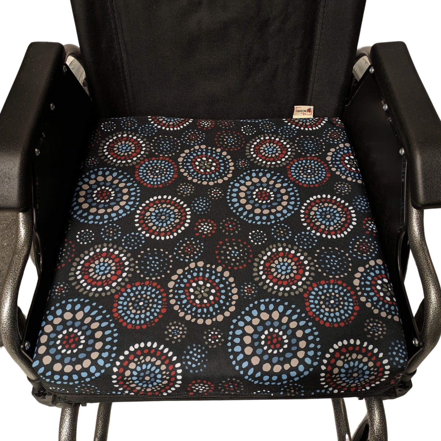 SENIORI Rollstuhlkissen Sitzkissen für Rollstuhl Sitzerhöhungv 42 x 42 x 8 cm Antidekubitus Kissen mit doppelter Schaumstoffschicht (1K. Kreise)