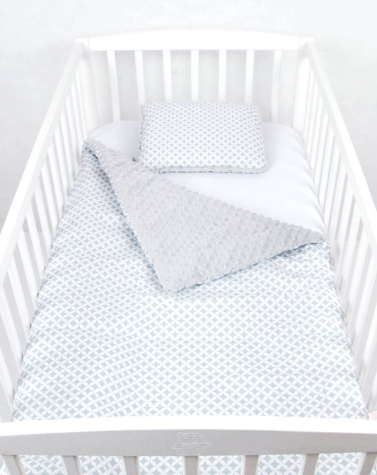 BABYLUX Babydecke Krabbeldecke MINKY Decke 75x100 cm mit Kissen 23K. Grau + Marokko