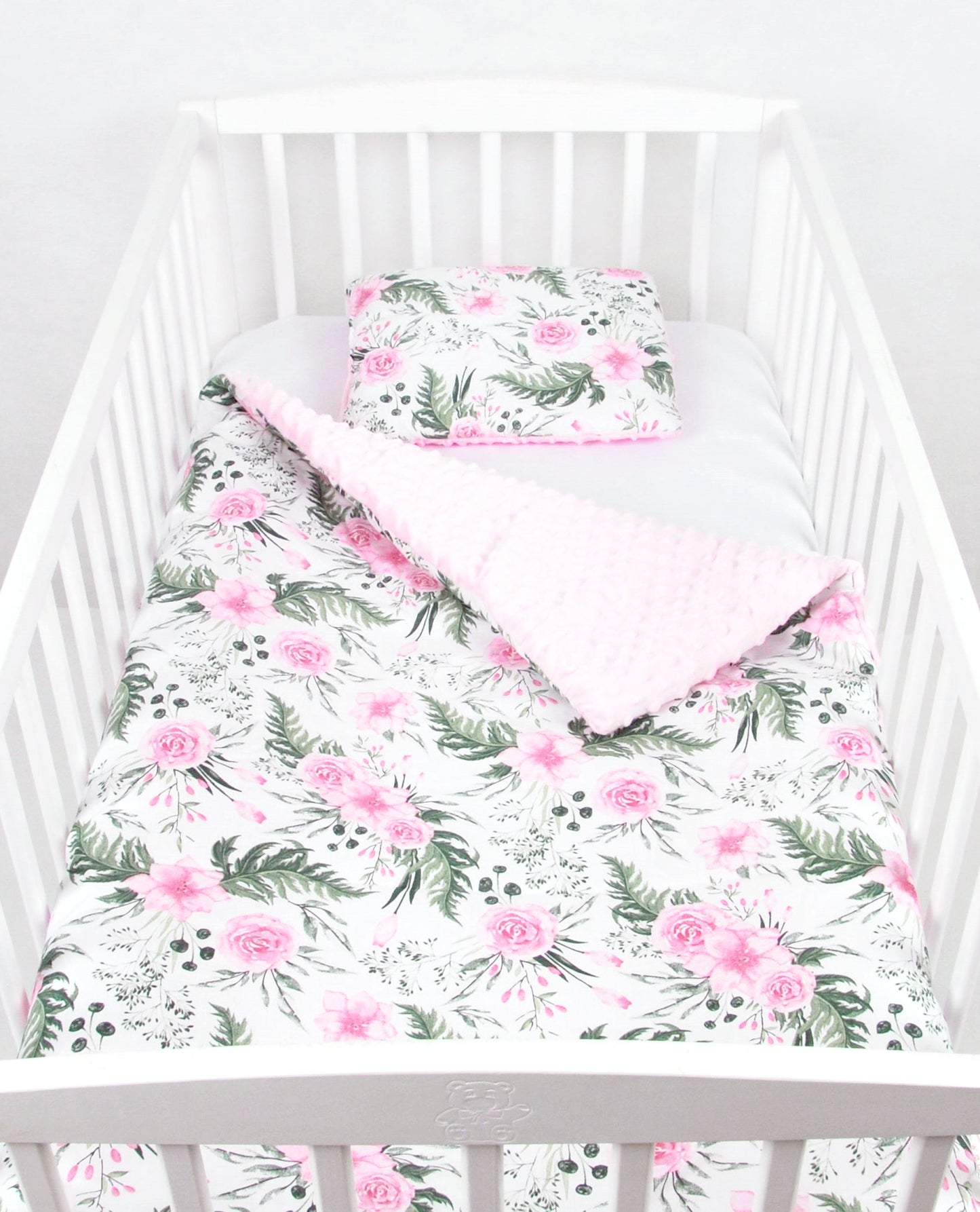 BABYLUX Babydecke Krabbeldecke MINKY Decke 75x100 cm mit Kissen 25K. Rosa + Wilde Blumen