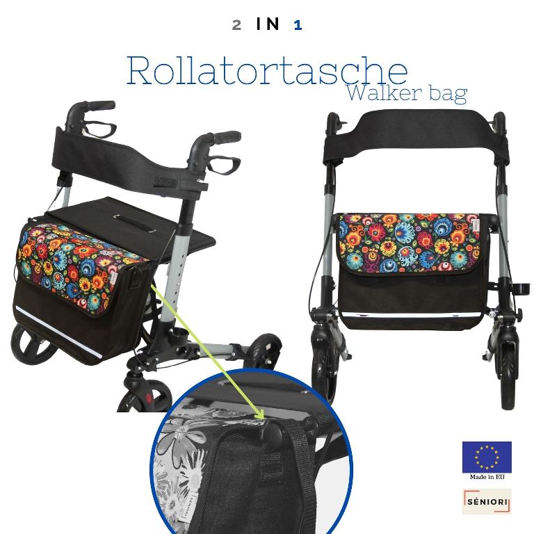 SENIORI Rollator / Rollstuhl Tasche Rollatortasche Rollstuhltasche Universal 6F. Folklore - Flex