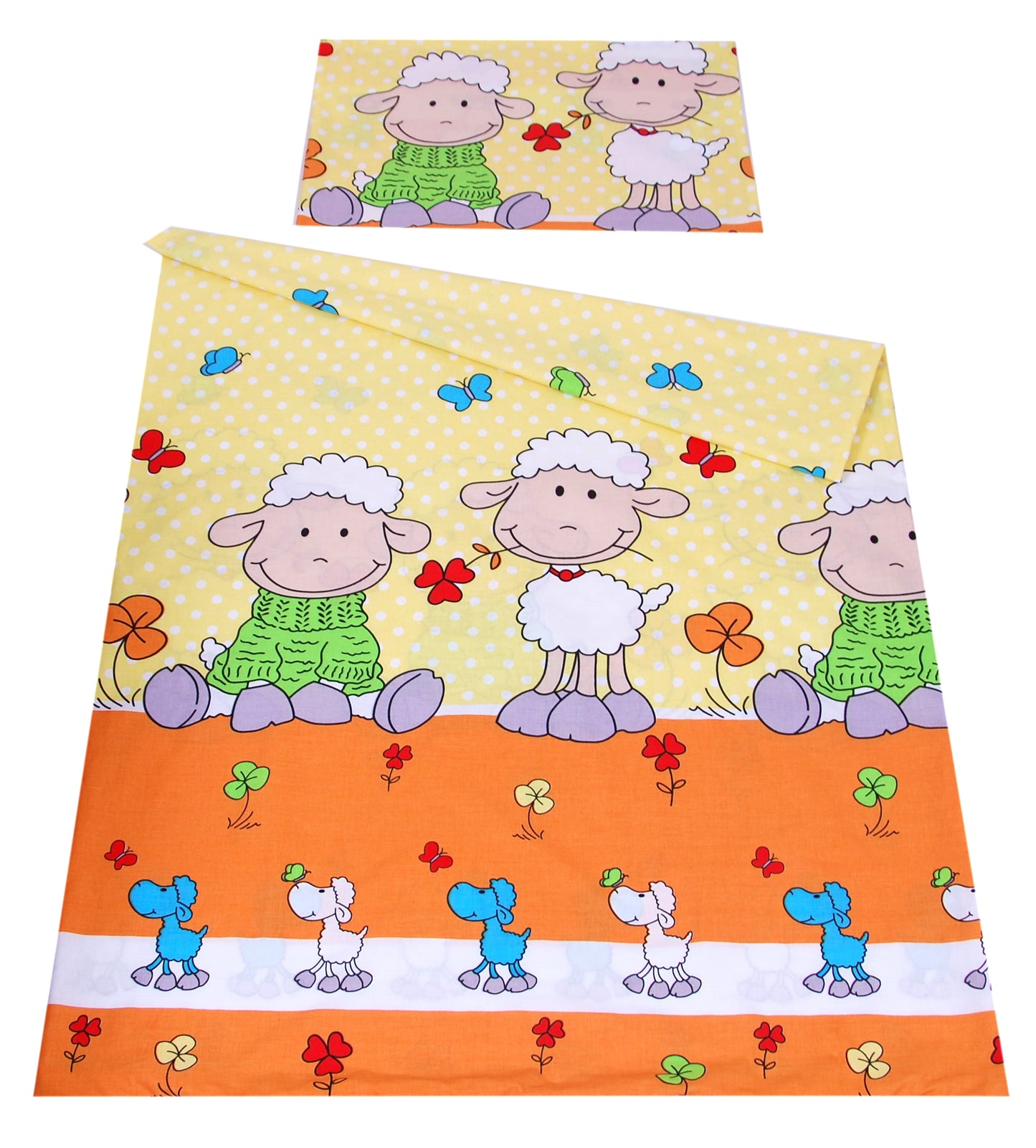 BABYLUX Kinderbettwäsche 2 Tlg. 90 x 120 cm Bettwäsche 4. Orange Schaf