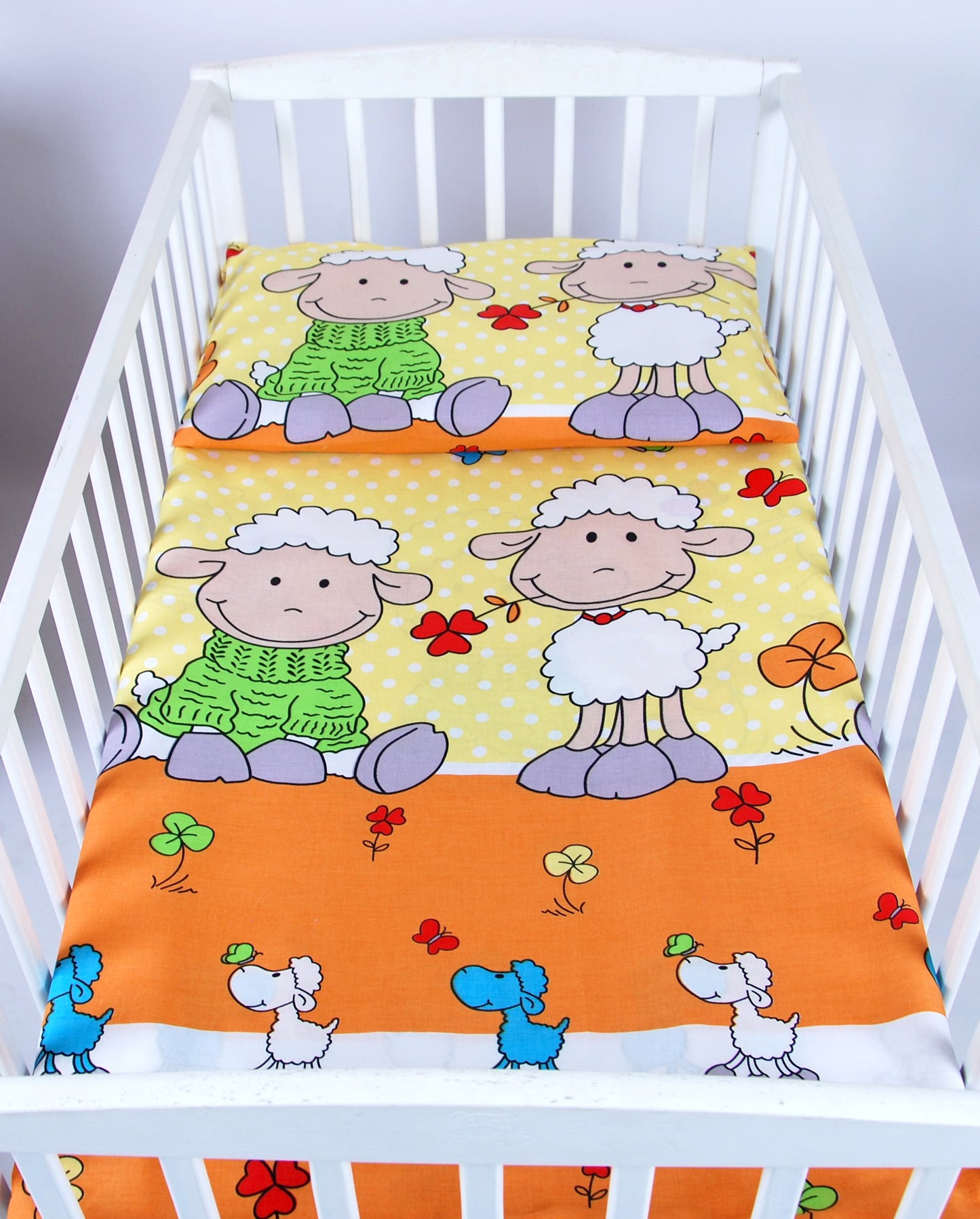 BABYLUX Kinderbettwäsche 2 Tlg. 90 x 120 cm Bettwäsche 4. Orange Schaf