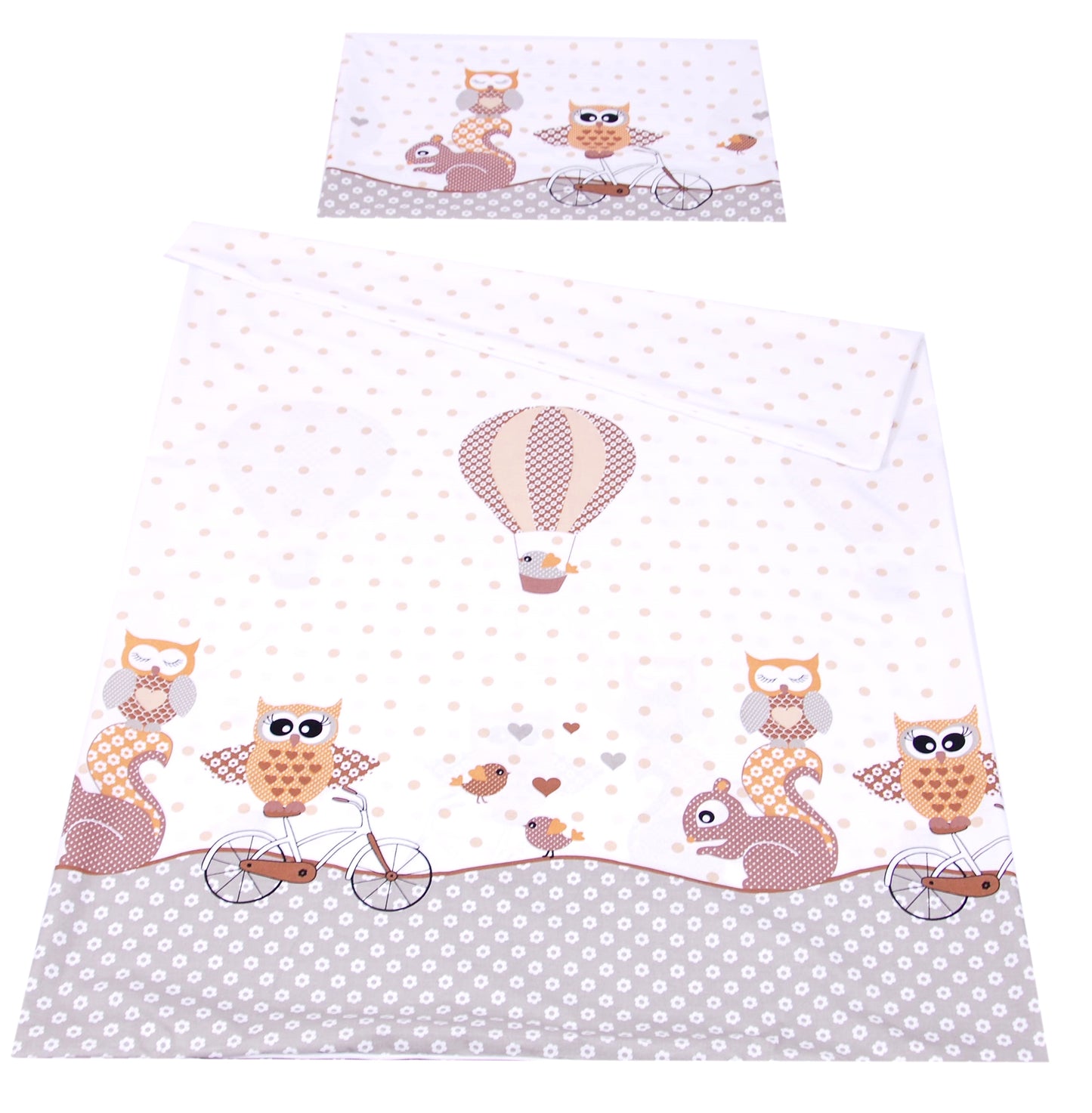 BABYLUX Kinderbettwäsche 2 Tlg. 90 x 120 cm Bettwäsche 54. Eule Braun