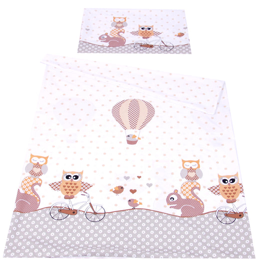 BABYLUX Kinderbettwäsche 2 Tlg. 90 x 120 cm Bettwäsche 54. Eule Braun