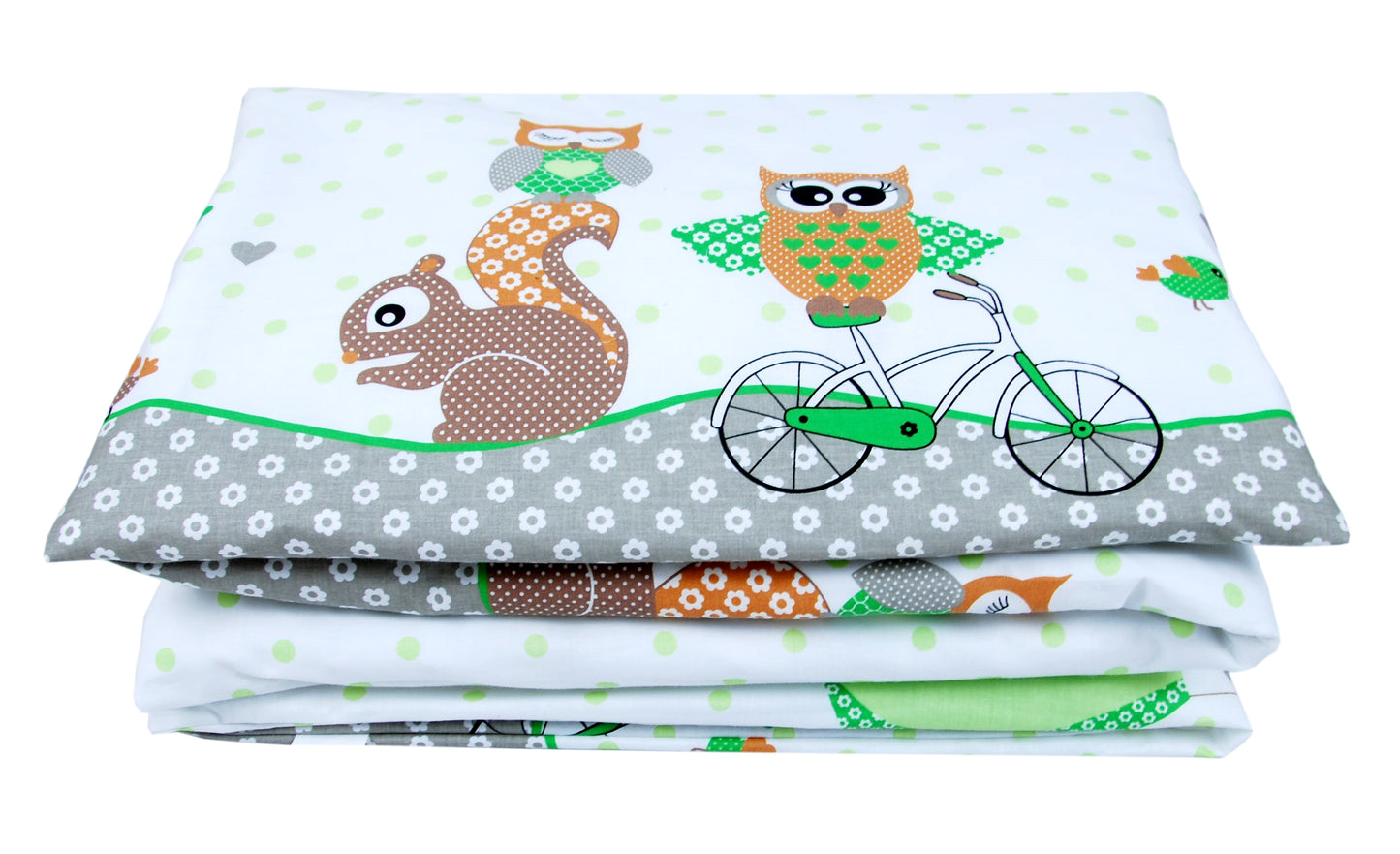 BABYLUX Kinderbettwäsche 2 Tlg. 90 x 120 cm Bettwäsche 55. Eule Grün
