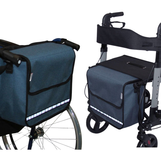 SENIORI Rollator / Rollstuhl Tasche Rollatortasche Rollstuhltasche 5F. Blau - Flex