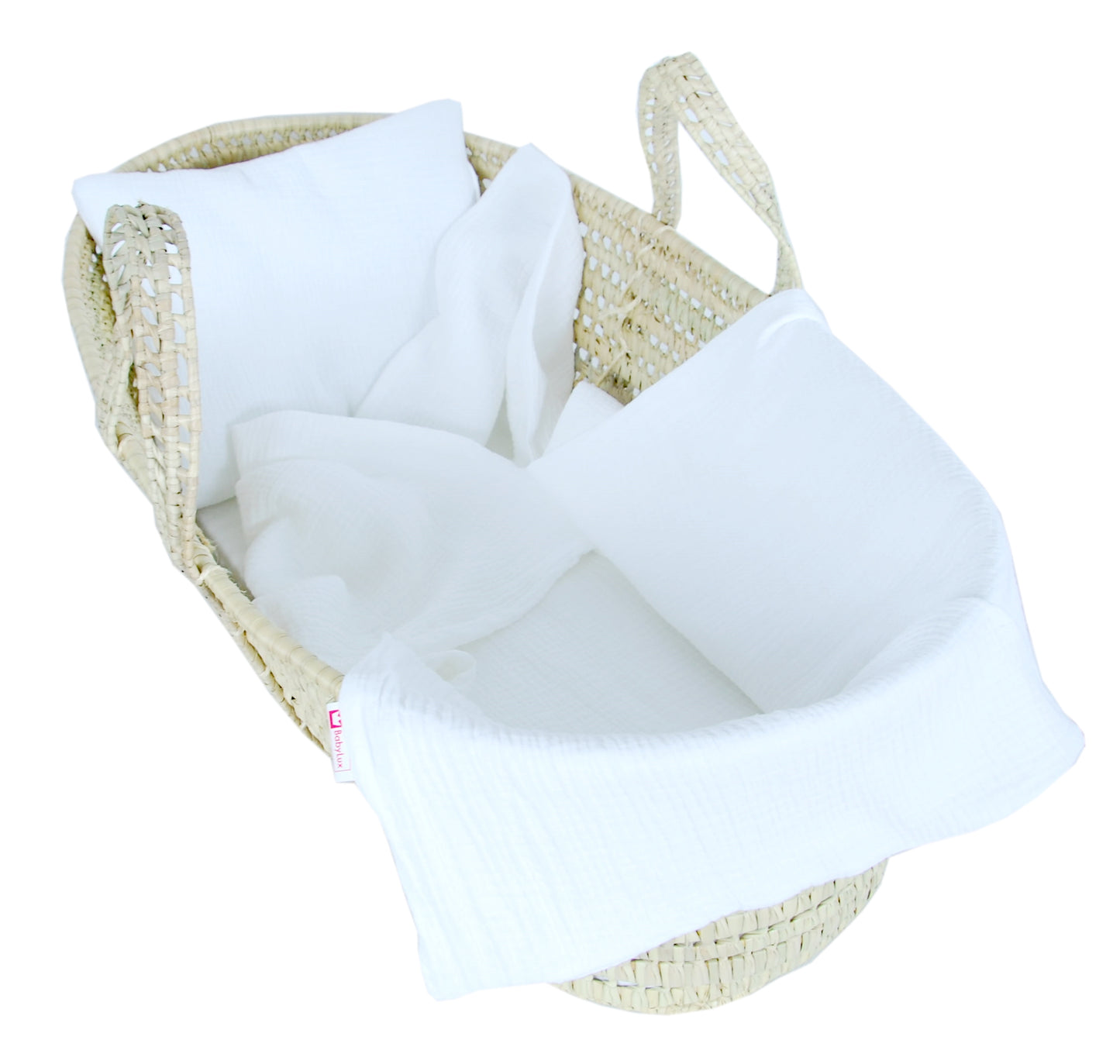 BabyLux Musselin Decke 75 x 100 cm + Kissen für Kinderwagen Wiege Babybett KM6 - Weiß